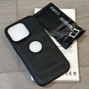 CASUS iPhone 15P Logo View Case Leather Slim Luxury Classic Cover